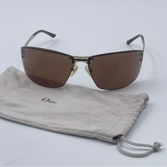 AUTH DIOR CHARM1 vintage sheer Y2K sunglasses rimless brown - Picture 2 of 12
